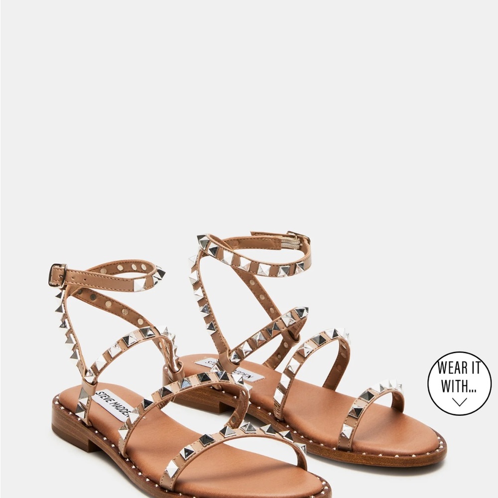 Steve Madden travel Tan Sandals with Studded Straps